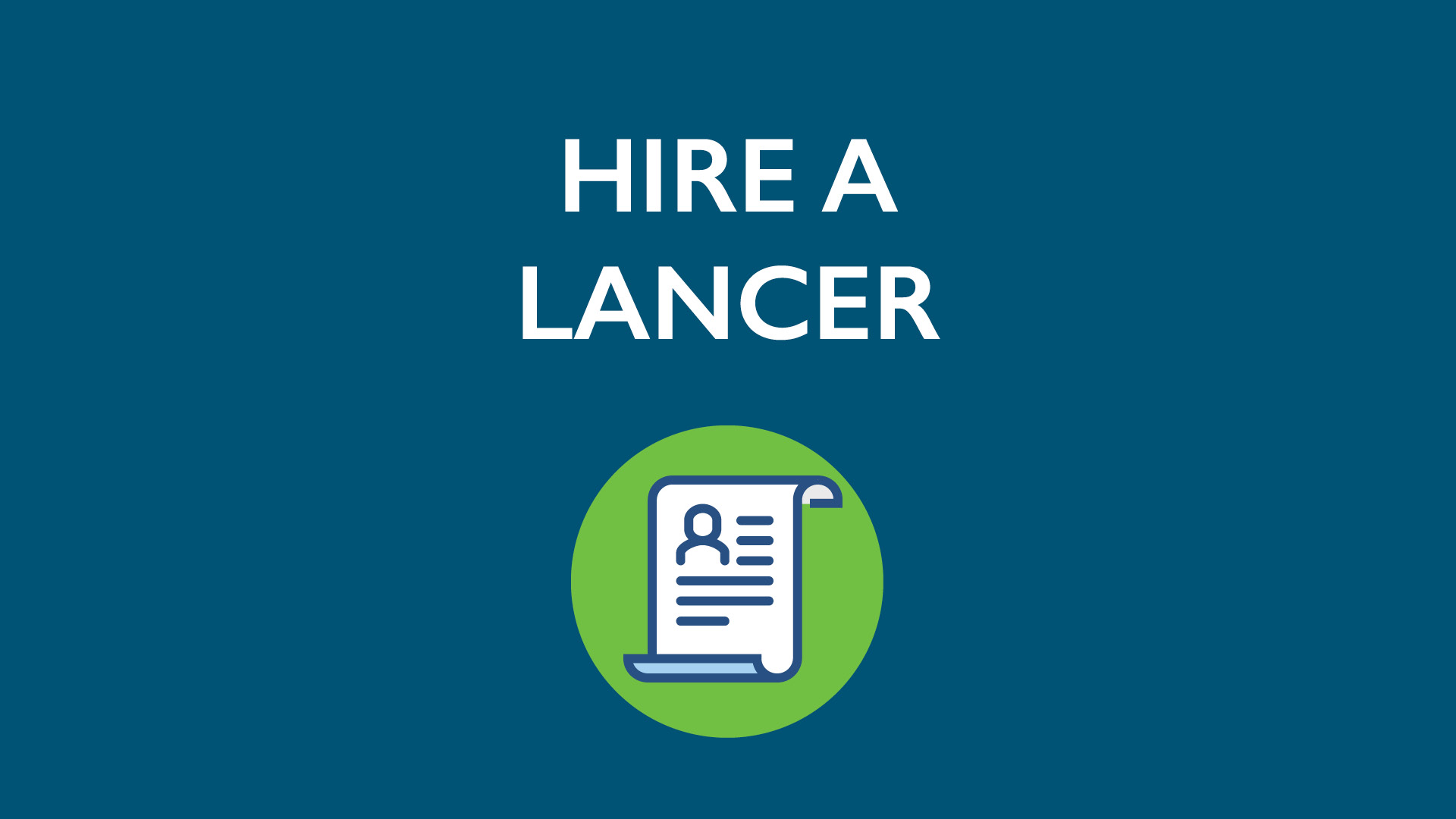 Graphic of resume with text Hire a Lancer