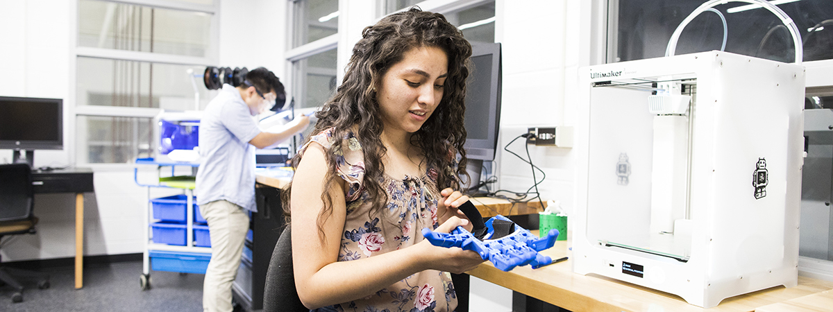 Female student doing project at the Baxter Innovation Lab
